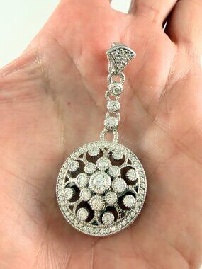 JUDITH RIPKA STERLING SILVER CZ PENDANT ENHANCER